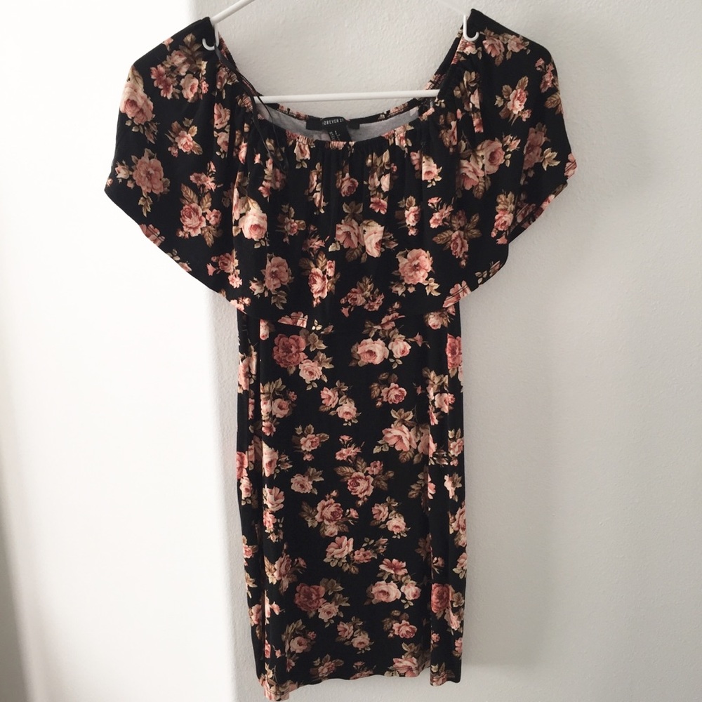 Forever 21 off shoulder floral dress mini